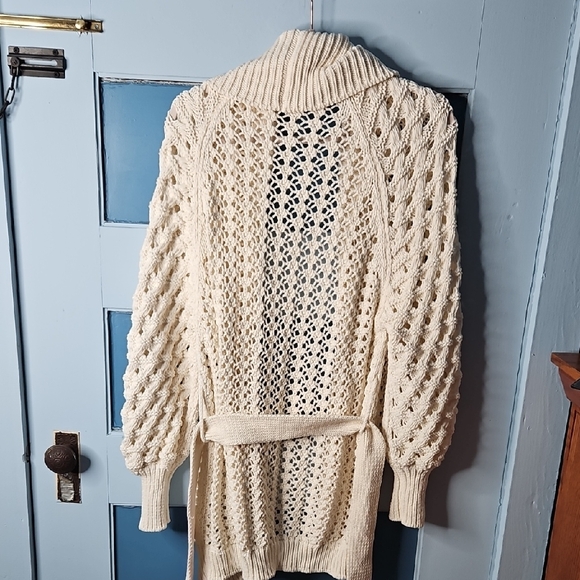 ba&sh Kyr Long Sleeve Open Front Sweater Cardigan ecru/off white Women’s Small - Picture 8 of 13